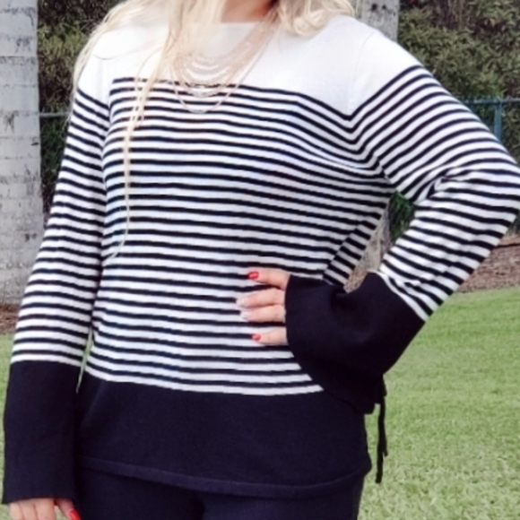 Chaps Colorblock Stripe Sweater black & white, XXL - Picture 9 of 16